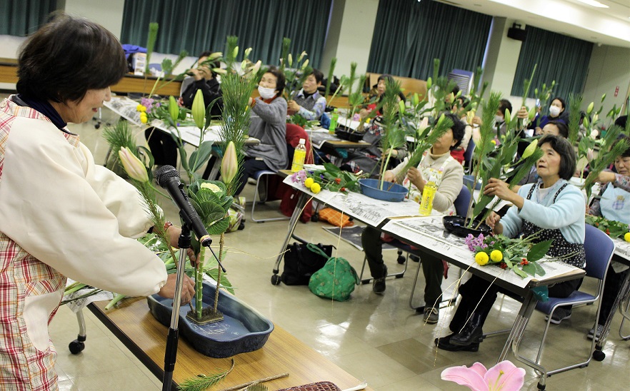 正月の生け花教室